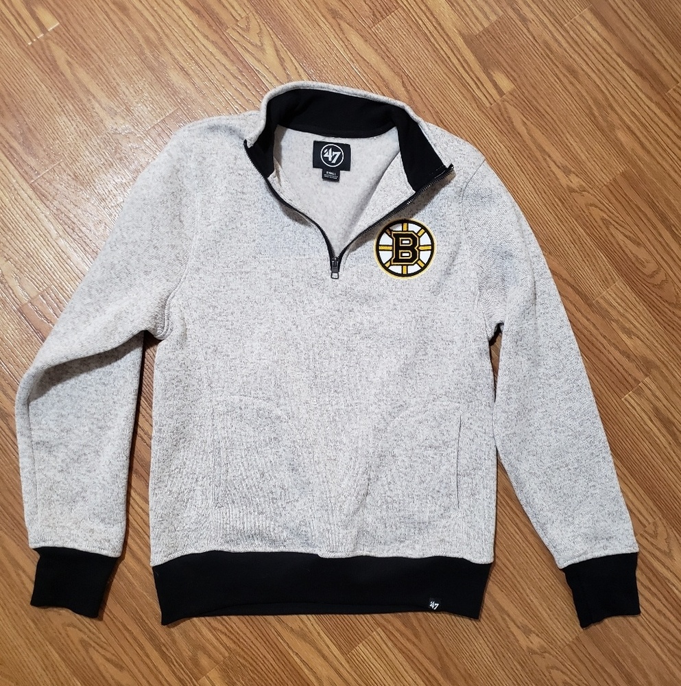 Womens 47 Brand Bruins Half-Zip Sweater